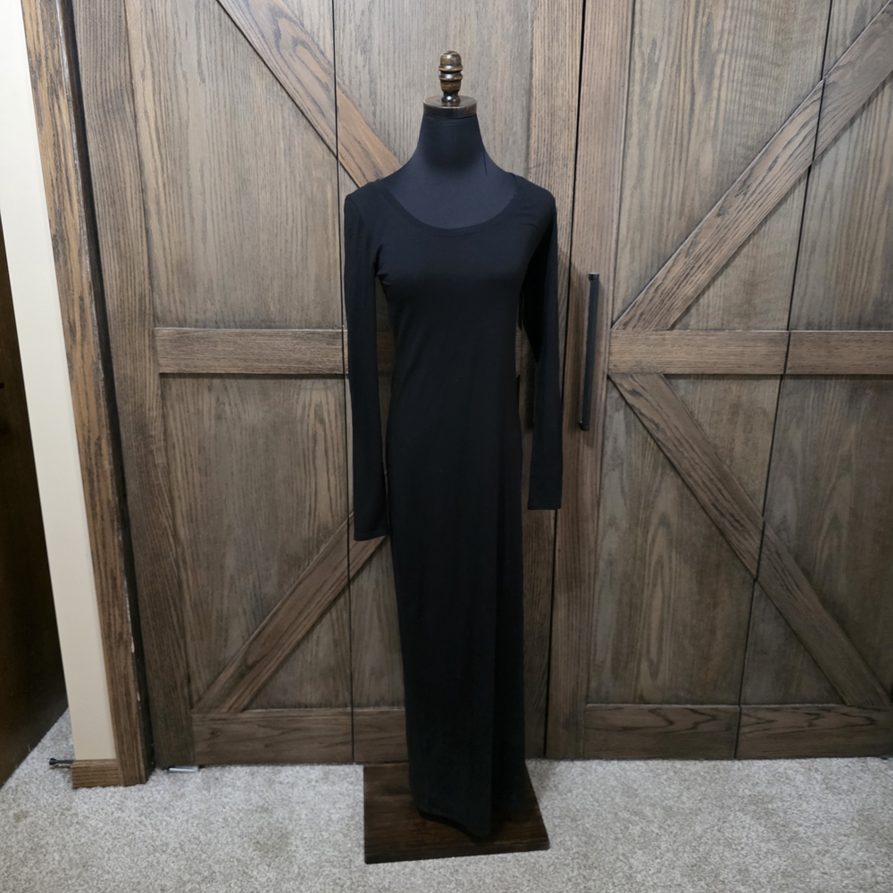 Peruvian Connection Black Long-Sleeve Maxi Dress